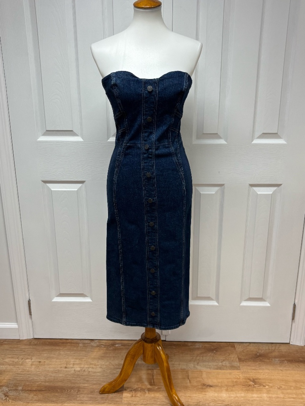 Veronica Beards "Liza" Strapless Corset Denim Dress - Size 6.